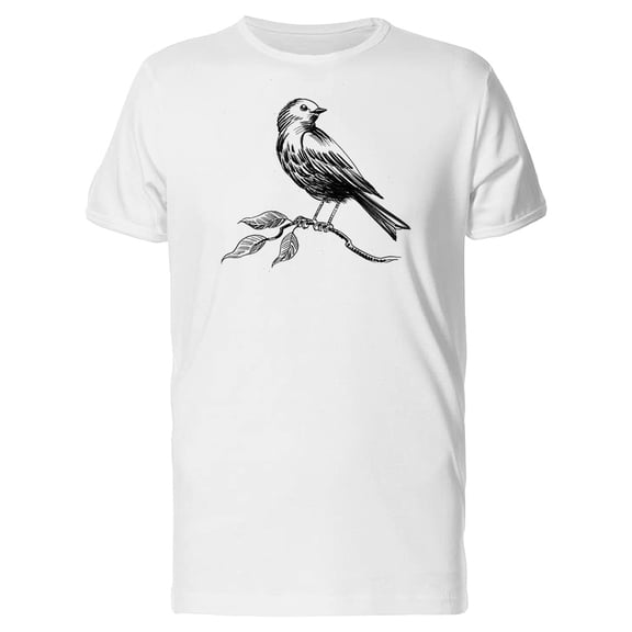 Lovely Bird On A Branch Sketch T-Shirt Men -Image by Shutterstock, Male 4X-Large