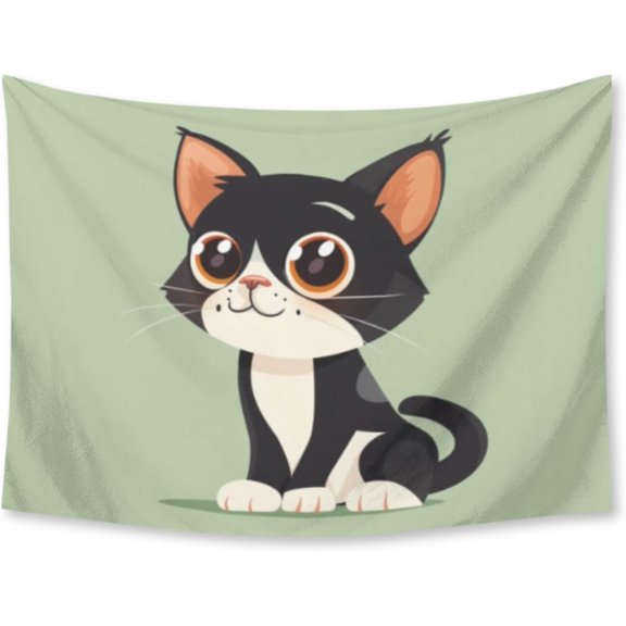 Lovely Black Kitten Tapestry for Bedroom Wall Hanging Decor for Dorm Living Room College, 30" X 40" Indoor Outdoor