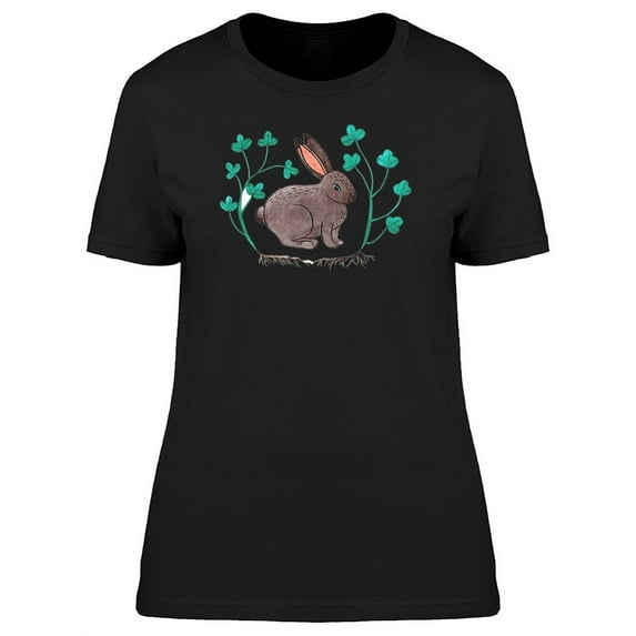 Lovely Black Watercolor Rabbit T-Shirt Women -Image by Shutterstock, Female 3X-Large
