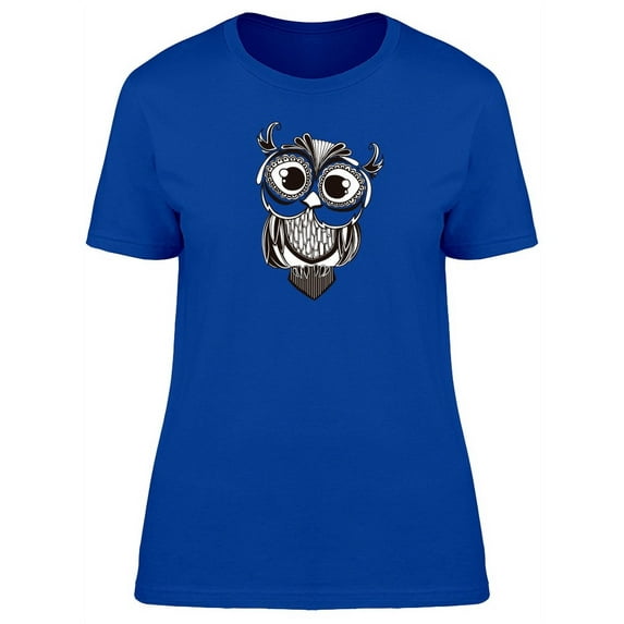 Lovely Bogo Owl Cartoon Sketch T-Shirt Women -Image by Shutterstock, Female XX-Large