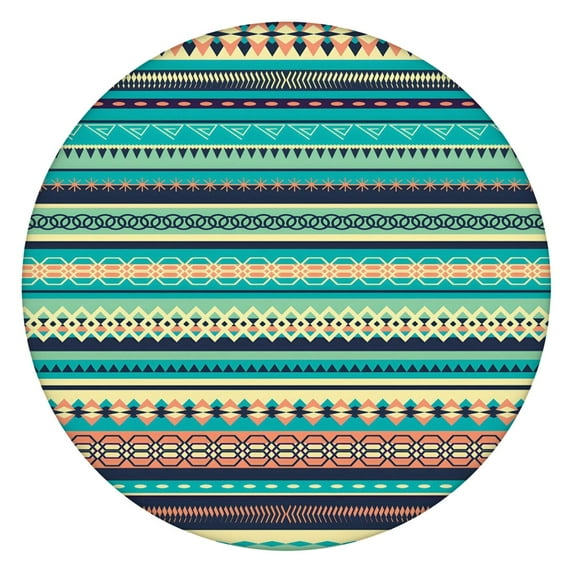 Lovely Bohemian Floral Tablecloth, Stretch Elastic Edge for 56 Inch Round Tables, Simple Maintenance