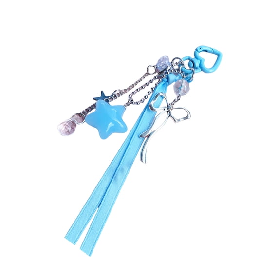 Lovely Bowknot Ribbon Keychain with Eye Catching Star Ornament Fashion ...