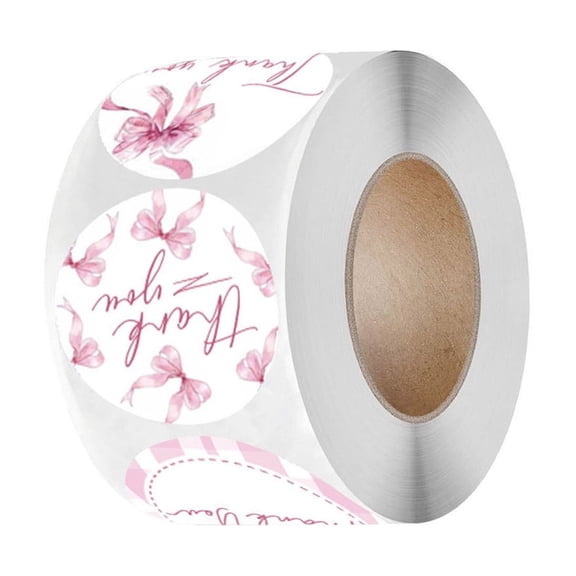 Lovely Bows Sticker Round Decorative Stickers Thank You Sticker for Gift Packaging