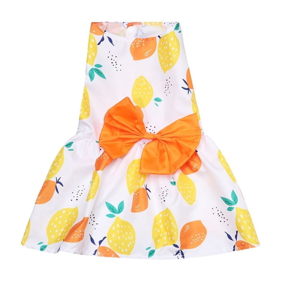 Lovely Broken Flower Butterfly Pattern Teddy Chihuahua Sleeveless Coat Dog Dress Pet Clothes Lace Tulle S ORANGE LEMON