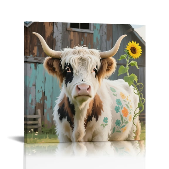 Lovely Brown Highland Cow Art Modern Canvas Prints, Print On Canvas, Ready to Hang Ready To Hang Room Home Art Decor