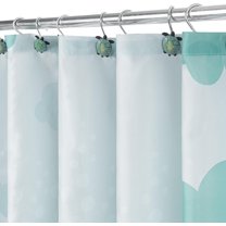 Lovely Cartoon Baby Shower Curtain, Sea Creatures Light Blue Fabric Shower Curtain for Kids, Whale Turtle and Fish Ocean Theme Bathroom Decor Curtain for Children, Girls and Boys