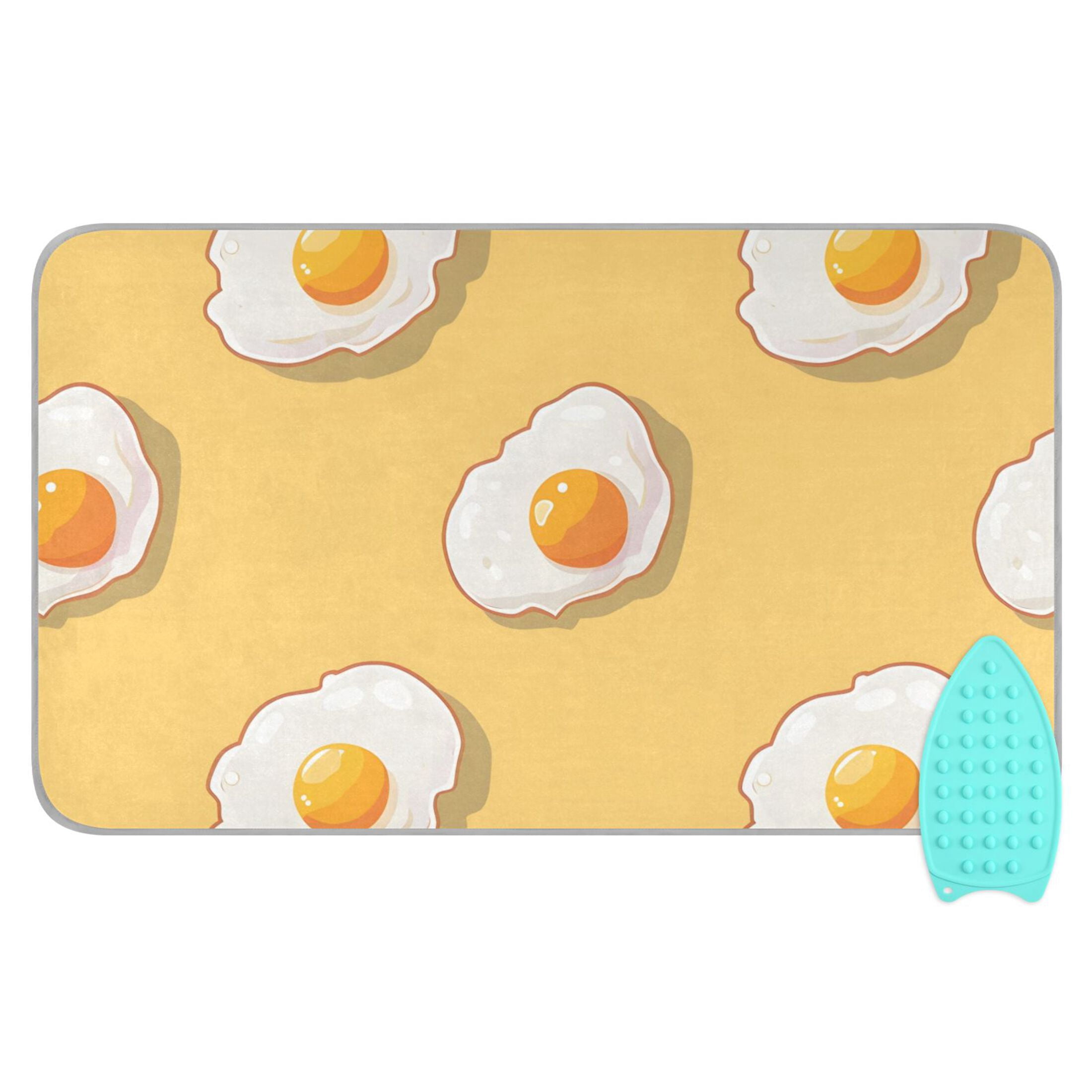 Lovely Cartoon Fried Eggs Ironing Mat Blanket Portable Travel Ironing Pad Heat Resistant Pad 47.2" x 27.6”