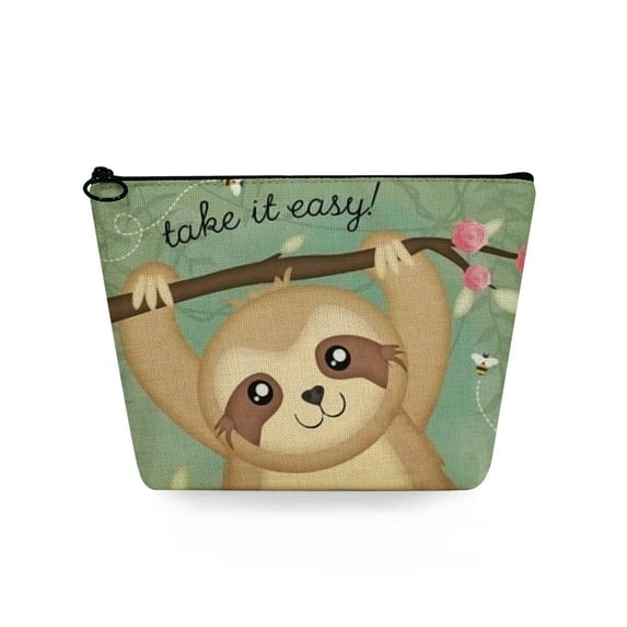 Lovely Cartoon Sloth Print Makeup Organizer Cute Animal Women Cosmetic Bag Casual Portable Travel Toiletry Bag Gift Pencil Cases
