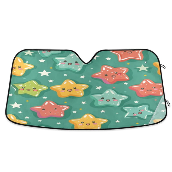 Lovely Cartoon Stars Car Windshield Sun Shade Foldable Car Front Window Visor Heat and UV Protection 55x27.6