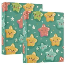 Lovely Cartoon Stars Hardcover 3 Ring Binder 1.5” Round Rings Letter Size Paper Pockets for School Office Supplies