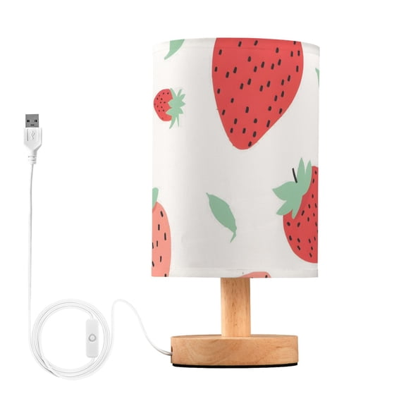 Lovely Cartoon Strawberry and Leaves Table Lamp with USB Port LED Warm Light Lamp Night Light Home Decor