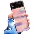 thumbnail image 1 of Lovely Case for Galaxy Z Flip 4 Purple Cloud Painting, Stylish Girly Case for Samsung Z Flip 4 Sunset Print, Hard PC Clear Case for Z Flip 4 Hinge Protection, Cute Women Case for Z Flip 4, 1 of 15