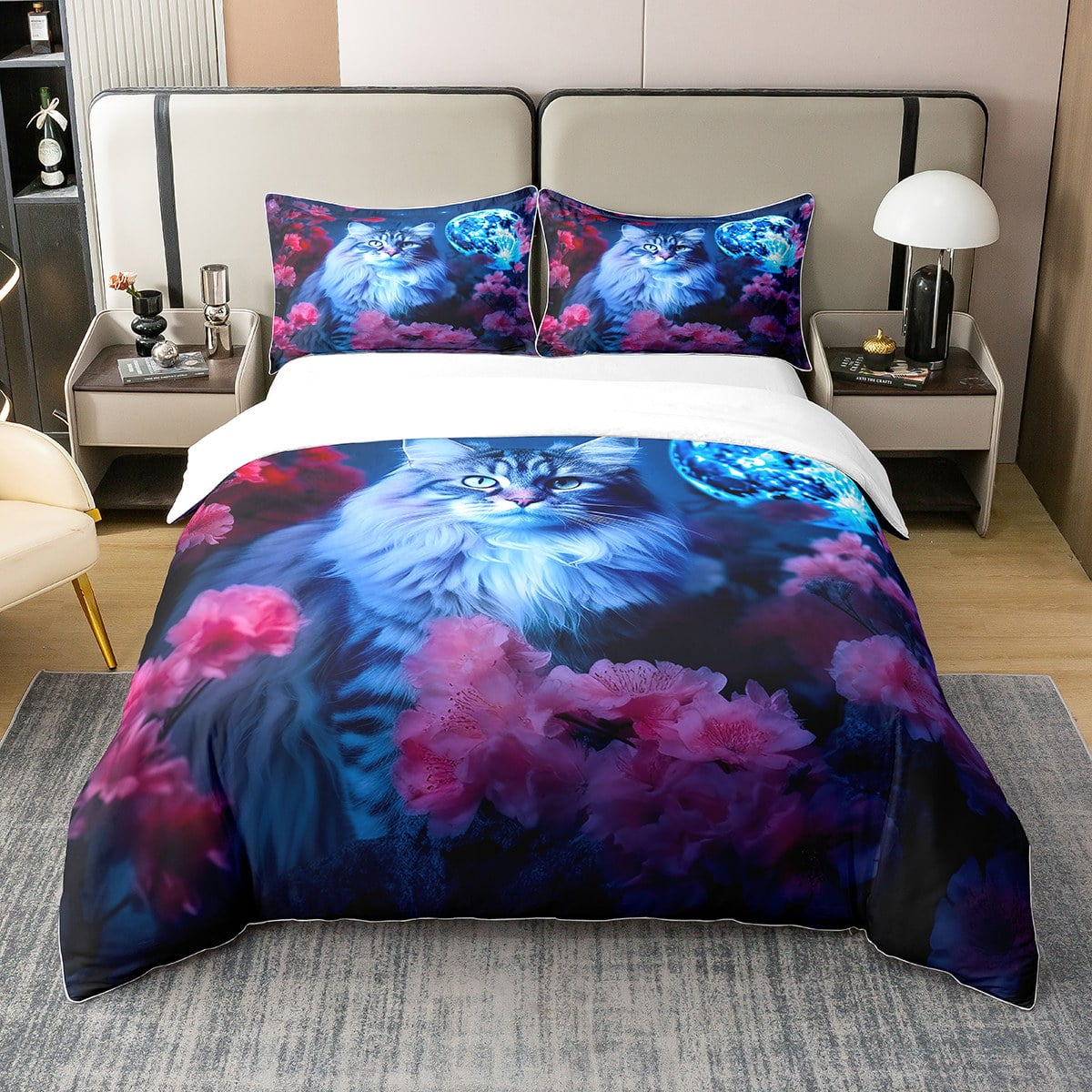 Lovely Cat 100 Natural Cotton Comforter Cover,Kawaii Pet Animal