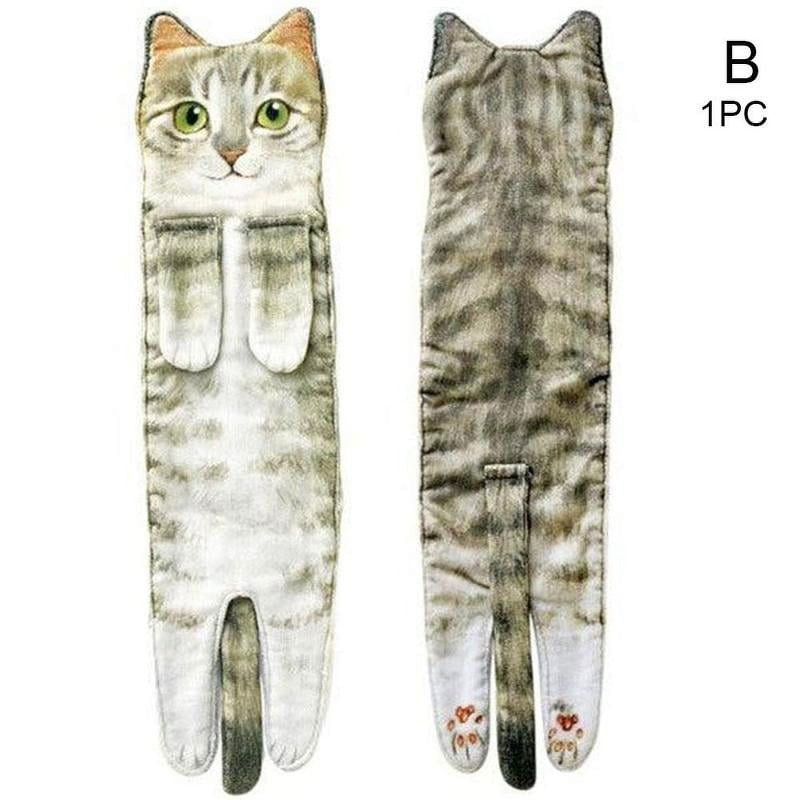 Lovely Cat Hand Towels Long Cat Shape Wipe Handkerchiefs Towel Bath ...