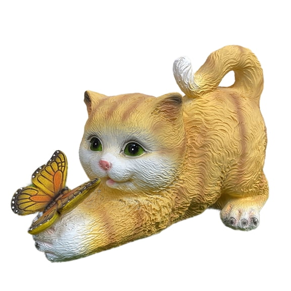 Lovely Cats Statue Sculpture Solared Light for Backyard Ornament Garden Decoration Table Figurine Cafes Sculpture Statue