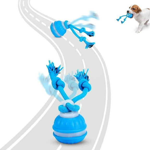 Lovely Caves Interactive Smart Ball Dog Toy with Rope, Blue