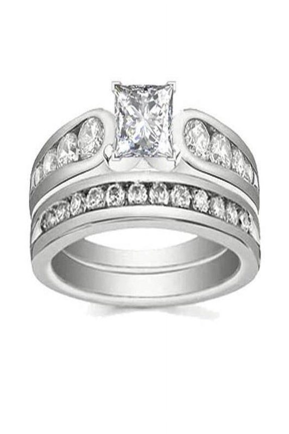 Lovely Cheap Diamond Wedding Set 1 Carat Princess Cut Diamond on Gold