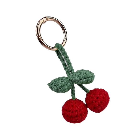 Lovely Cherries Decors Keychains Decoration Handmade Cherries Crochet Ornament Versatile Keyrings Decoration