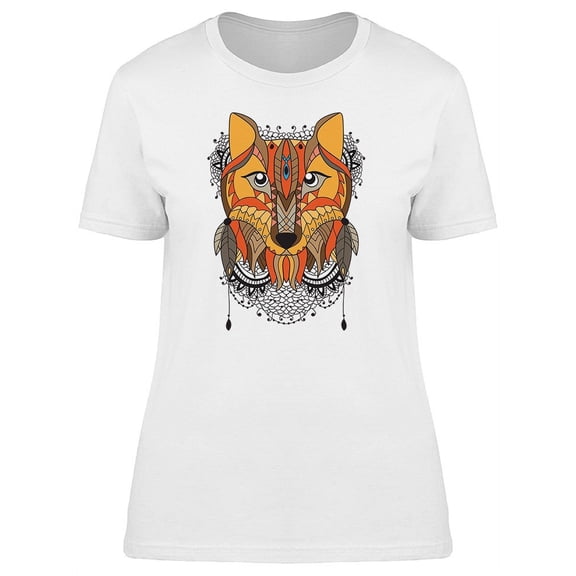 Lovely Colorful Ethnic Boho Wolf T-Shirt Women -Image by Shutterstock, Female x-Large