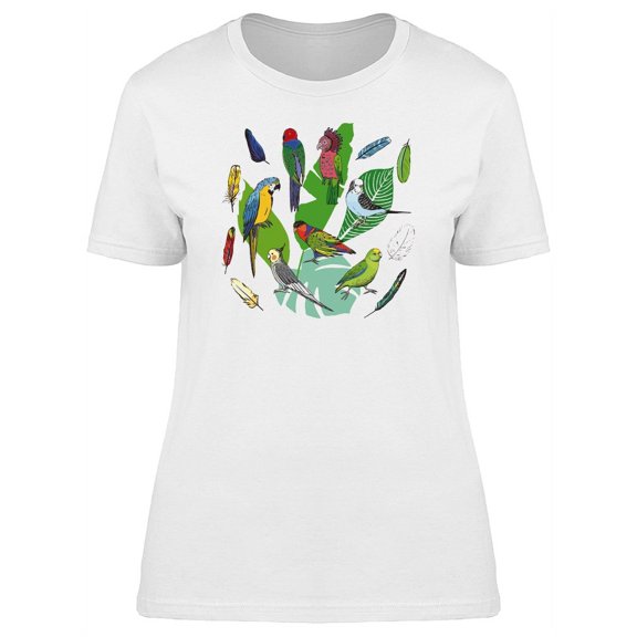Lovely Colorful Tropical Birds T-Shirt Women -Image by Shutterstock, Female Medium