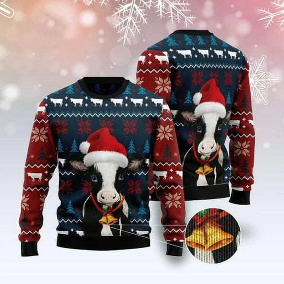 Lovely Cow 3D Christmas Sweater, Funny Xmas Sweater, Sweater Xmas
