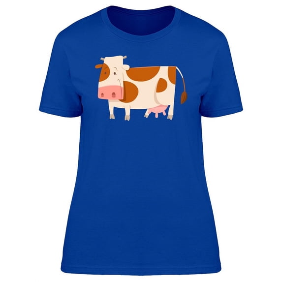 Lovely Cow Cartoon T-Shirt Women -Image by Shutterstock, Female Large