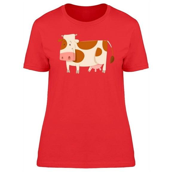 Lovely Cow Cartoon T-Shirt Women -Image by Shutterstock, Female Small