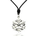 thumbnail image 1 of Lovely Crystal Snow Flower Silver Pewter Charm Necklace Pendant Jewelry With Cotton Cord, 1 of 1