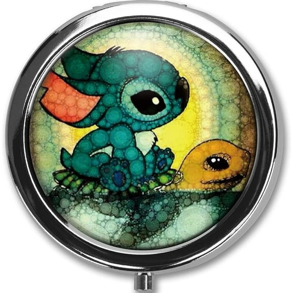 Lovely Custom Round Silver Pill Box Pocket 2.1 inches Medicine Tablet Holder Organizer Case