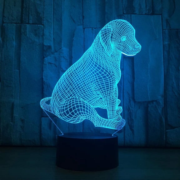 Lovely Cute Dog Colorful 3D Visual Touch Desk Table Light LED Acrylic Lamp Creative Energy-Saving Light Home Decor Home Bedroom Holiday