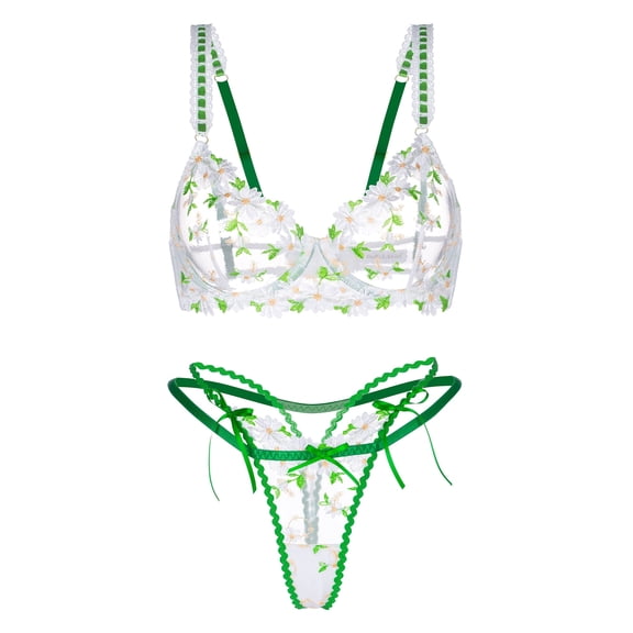 Lovely Daisy Lace Lingerie Set (White, 3XL)