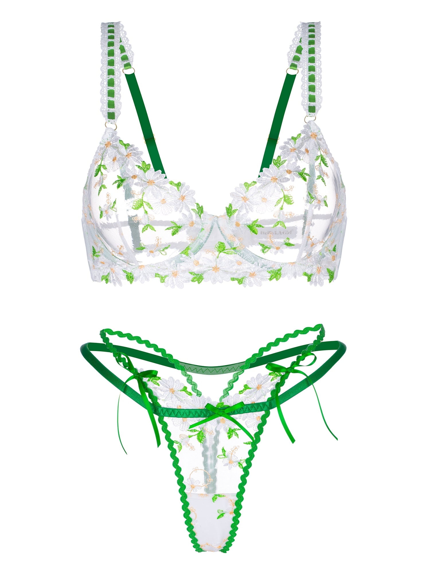 Lovely Daisy  Lace Lingerie Set (White, L)
