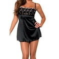 thumbnail image 1 of Lovely Day Lingerie Mini Dress and Thong Set - Black with Gold Trims, 1 of 2