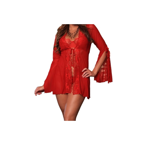 Lovely Day Sheer Lacey Ladies Robe G-String Set