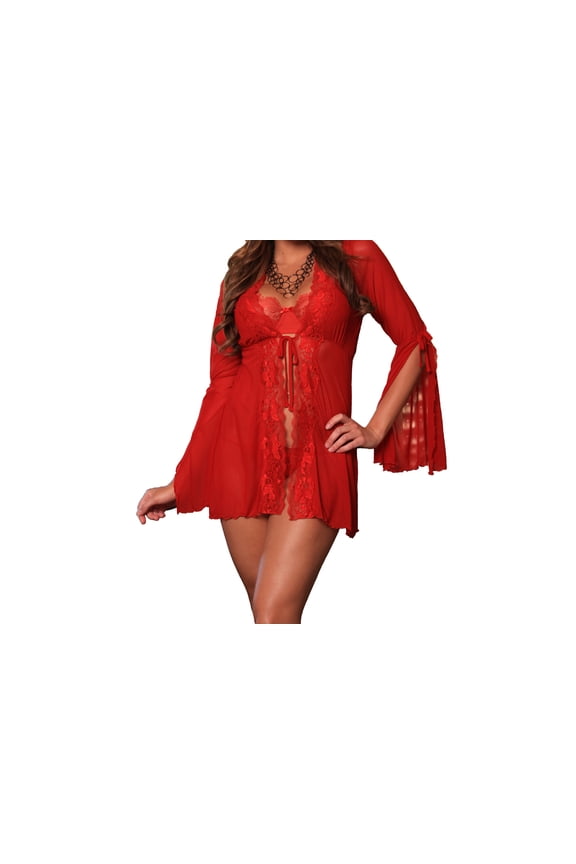 Lovely Day Sheer Lacey Ladies Robe G-String Set