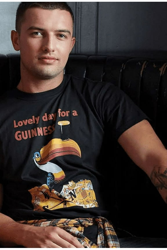 Lovely Day for a Guinness Black T-Shirt Cotton Men's Beer Toucan Summer Tee Tee