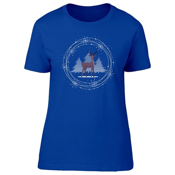 Lovely Deer And Snowflakes T-Shirt Women -Image by Shutterstock, Female XX-Large