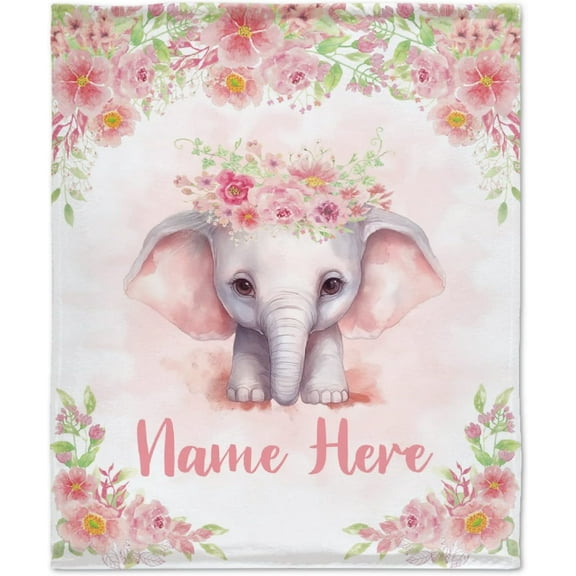 Lovely Deer Blanket Floral Personalized Blanket with Name Soft Cozy Lightweight Throws Custom Name Blankets for Couch Bed Sofa Personalized Gifts Unisex X-Small 40"×30" for Toddler/Leg