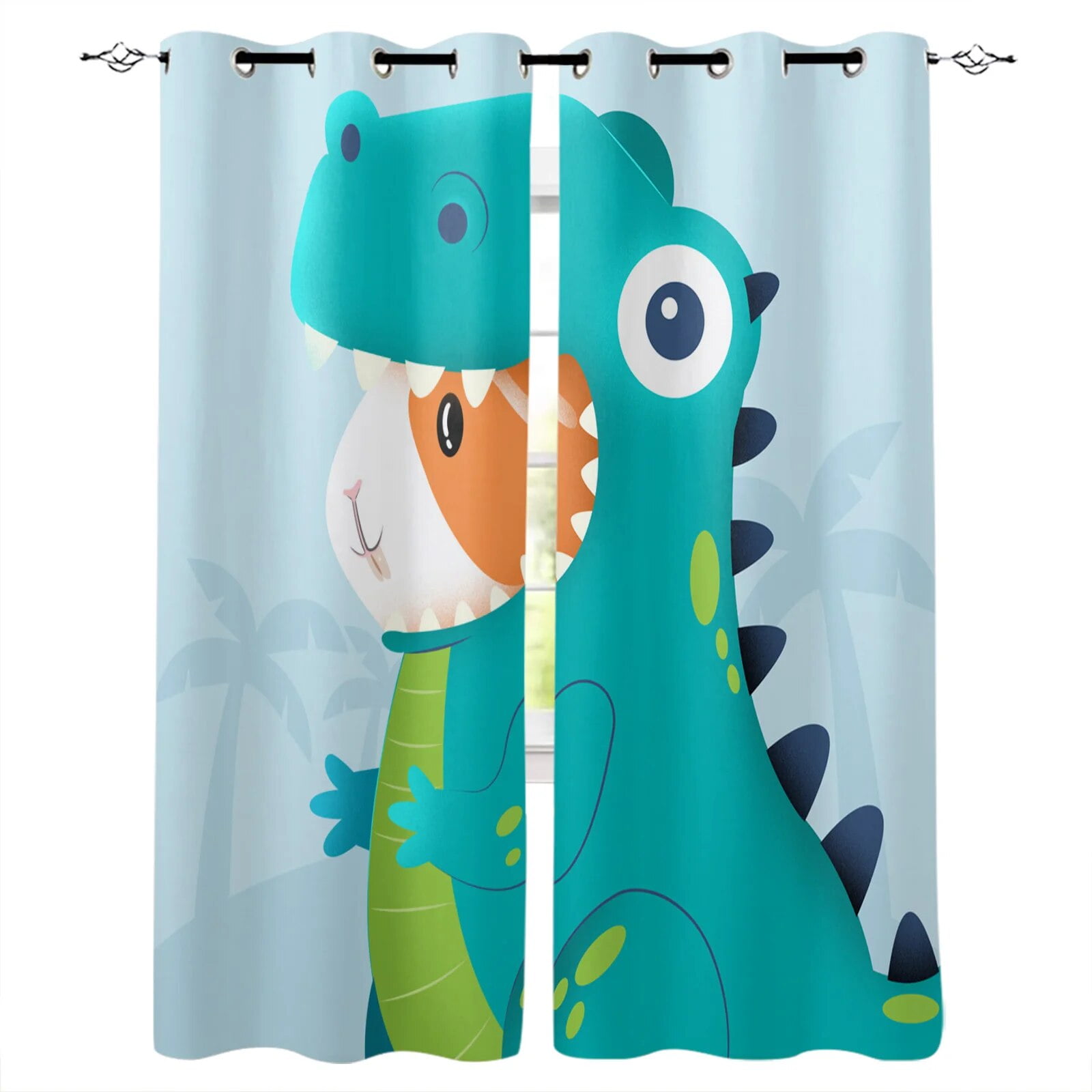 Lovely Dinosaur Patterns Curtain Kitchen Outdoor Indoor Curtain Panels