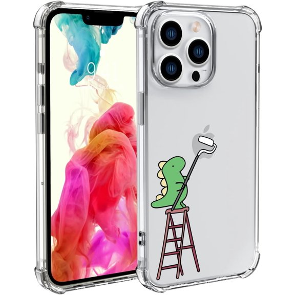 Lovely Dinosaur Phone Case for iPhone 11 Dinosaur Ladder Case Cover Clear Phone Case w/Four Corner Reinforced Shockproof Girly Women Phone Cover Transparent with Cute Design