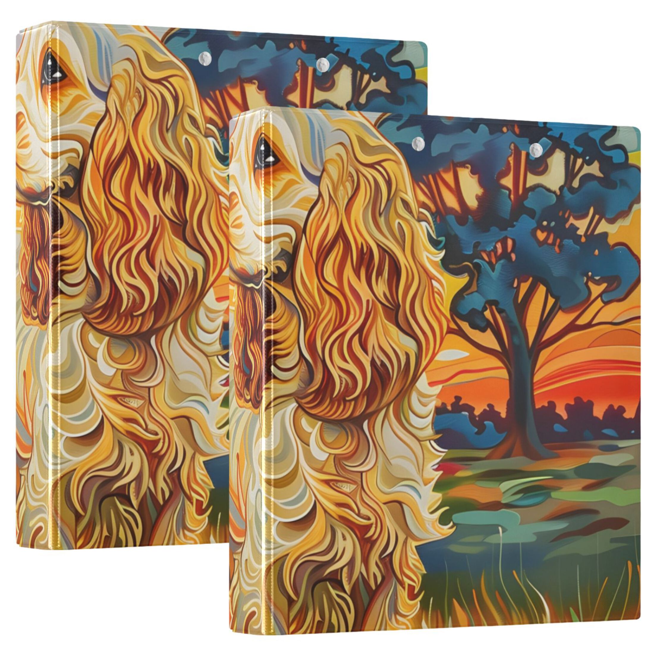 Lovely Dog 3 Ring Binders 1.5 inch Hardcover File Folders with Interior Pockets A4 Size Organizer for School Office Hospital