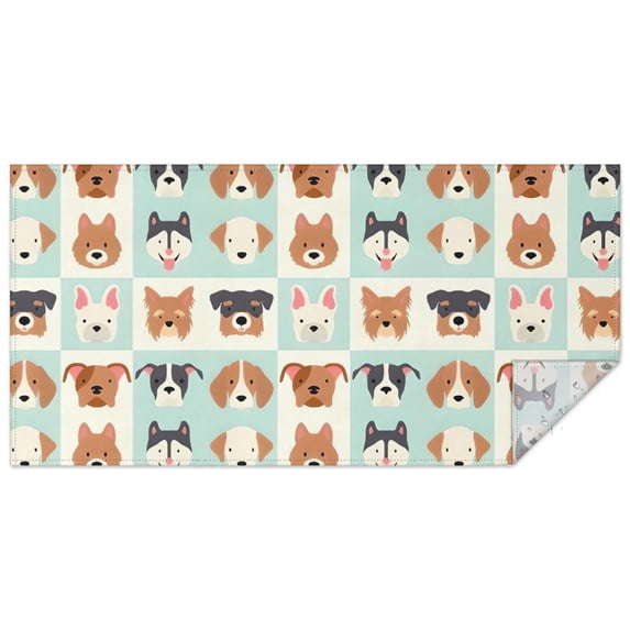 Lovely Dog Breeds Rectangle Tablecloth 60"x120",Waterproof Polyester Rectangle Table Cloth, Wipeable Spillproof Polyester Tablecloth for Dining, Camping, Indoor and Outdoor
