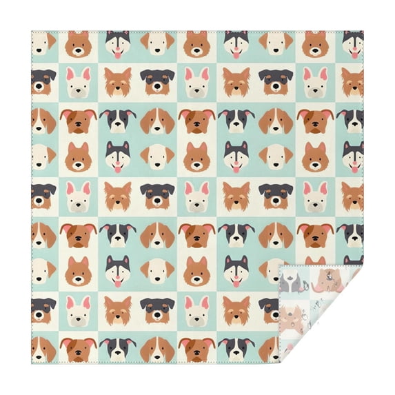 Lovely Dog Breeds Square Tablecloth,Waterproof Square Table Cover,Wipeable Spillproof Washable Table Cover for Home Kitchen Party Decor 60"x60"(152x152cm)