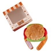 Lovely Dog Hamburger/Fries Hat Ear Protective Headgear Breathable Plush Pet Costume Hat Photo Accessory for Party Wear