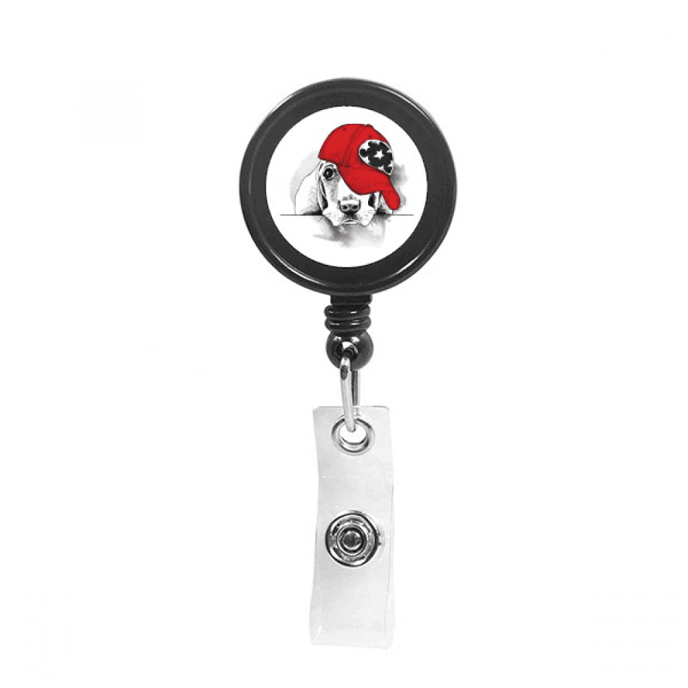 Lovely Dog Watercolor Clothes Illustration Retractable Keychain Badge Holder ID Badge