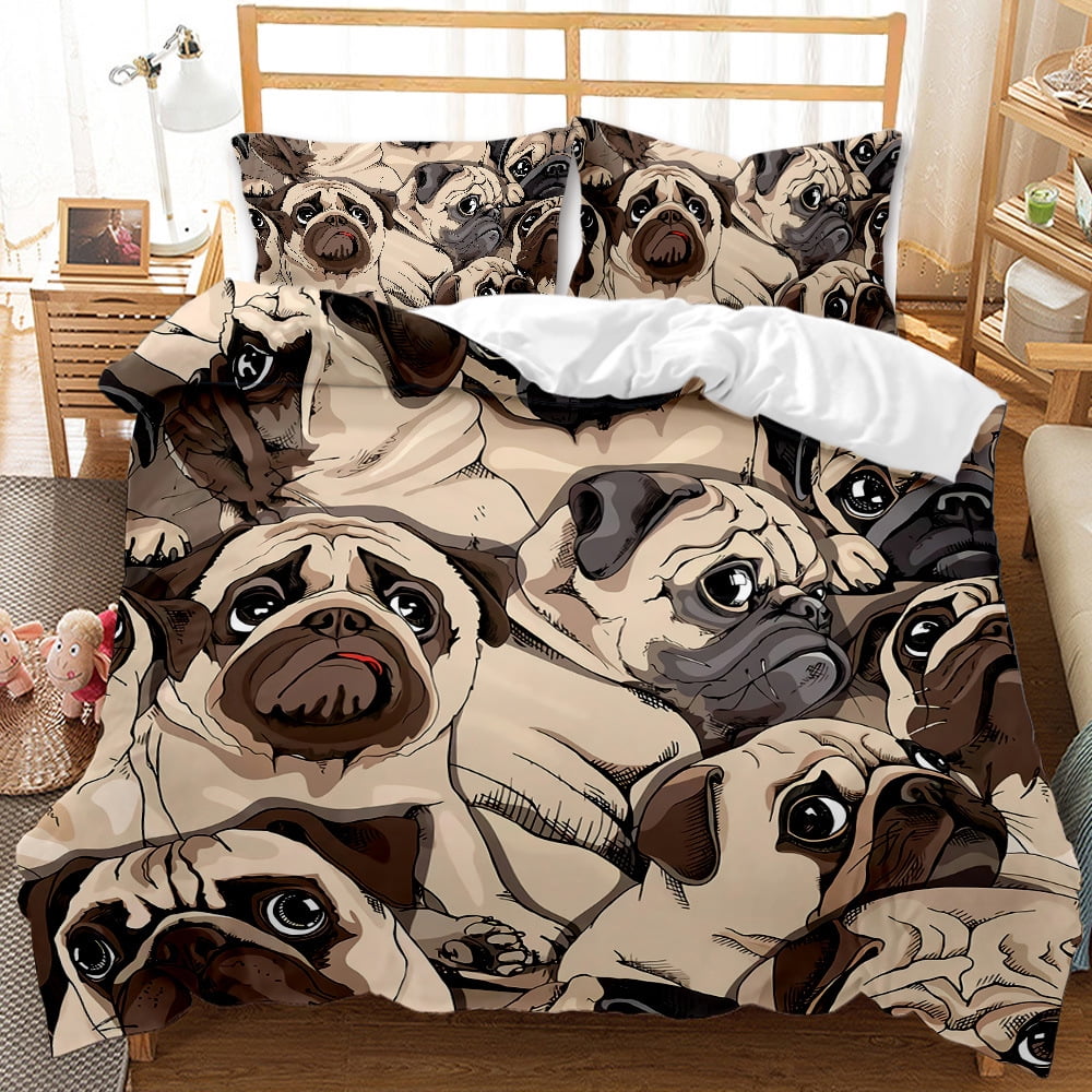 Lovely Dogs Printed Duvet Cover Bedding Set, Adorable Puppy Pattern