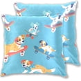 thumbnail image 1 of Lovely Dogs Riding Skateboards Throw Pillow Covers Pillowcases 18 x 18 Inch Home Decor 2 Packs for Bedroom Sofa, 1 of 6