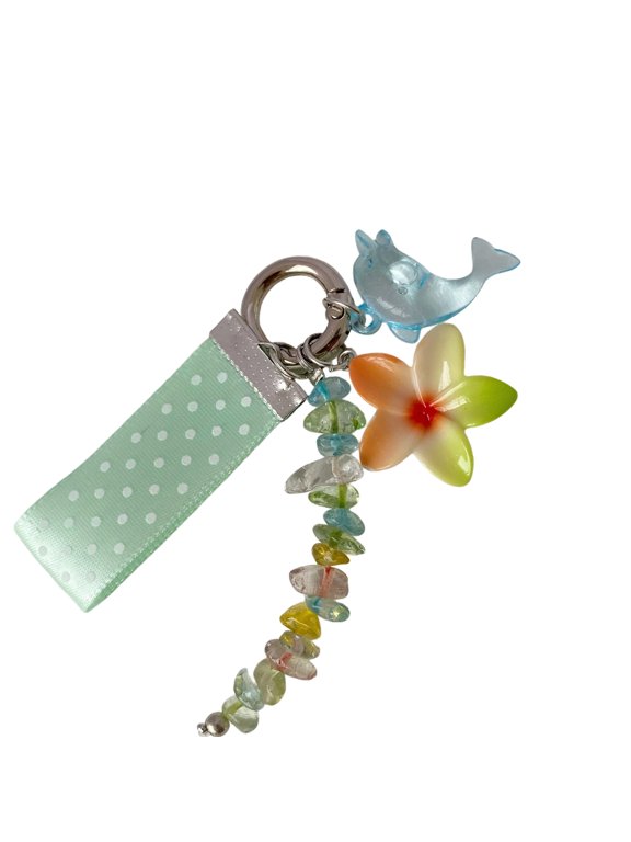Lovely Dolphins Themed Keychain With Dot Lace And Eggs Flower Designs Dolphins Charm Perfect For Bags And Keys