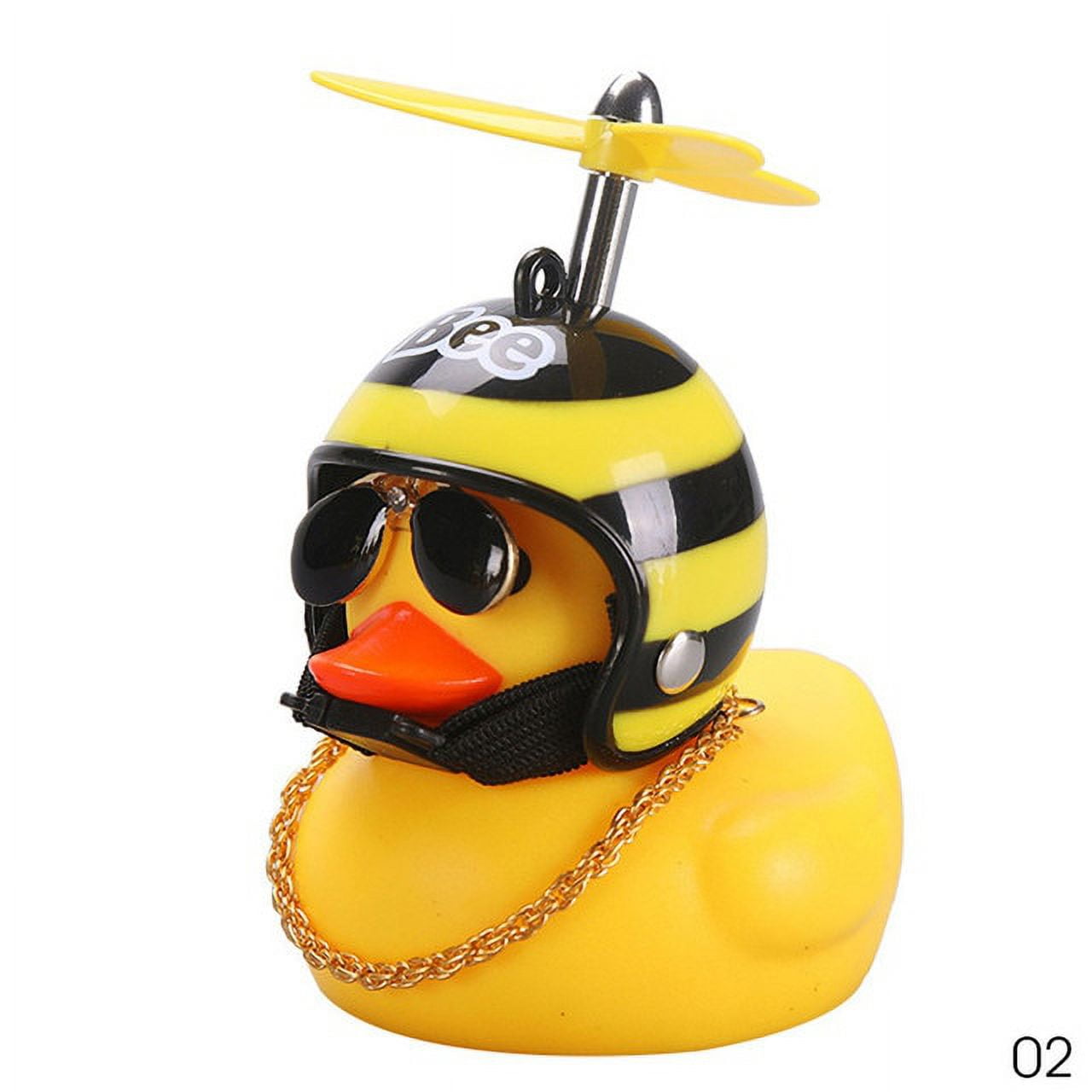 Lovely Duckling Car Ornament With Helmet Adorable Cute Duck Chain Car  Interior Accessories Decorations Auto Dashboard Duck Toys With Lights