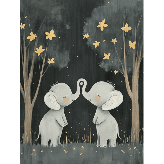 Lovely Elephant Couple Canvas Wall Art， Perfect for Bedroom， Living Room， Nursery， Office， and Gallery Wall Decor.